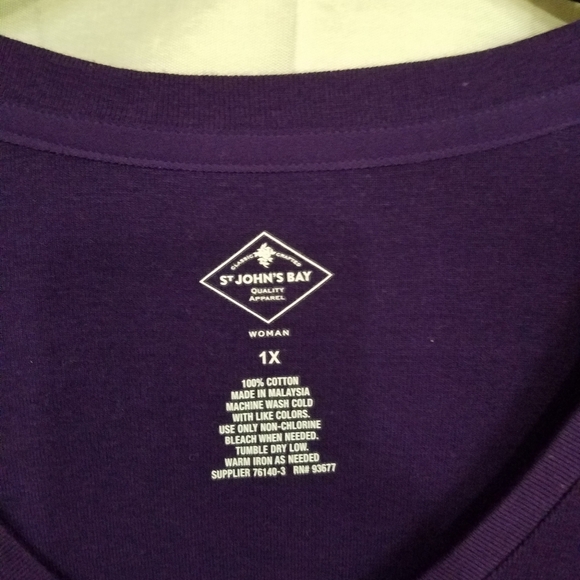 St John's Bay Woman 1X Purple Long Sleeve - Picture 2 of 4